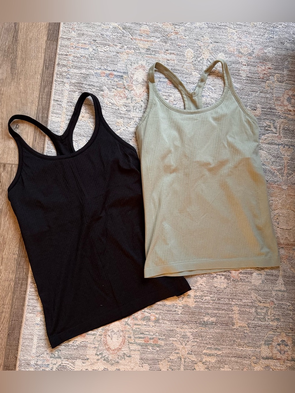 Lululemon Ebb to Street Tank Top Lot Size 10 Black Sage Green 2 Piece Set